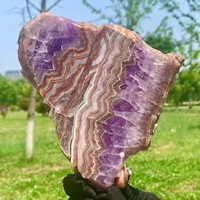 429G  Natural and beautiful dreamy amethyst+agate rough stone specimen picture