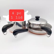 Revere Ware 4 Piece Cookware Copper Bottom One Lid Fits Both Stainless Steel picture