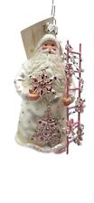 Patricia Breen Topping Pink Santa Claus Snowflakes Christmas Tree Ornament HCB picture