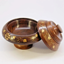 Oriental Box Vintage Wood Wooden Inlaid Copper Solid Kitchen Utensils Design Nic picture