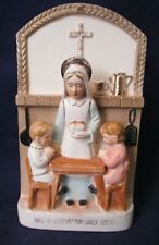 Vintage Dimensional Children With Angel Nun Mary Give Us This Day Ceramic Plaque picture