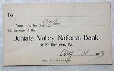 G433 Postcard Postal Card Juniata Valley National Bank Mifflintown PA 1913 picture