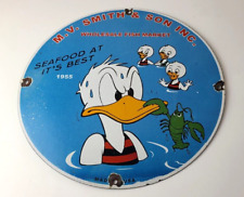 Vintage Fish Market Sign - Porcelain Walt Disney Grocery Store Gas Oil Pump Sign picture