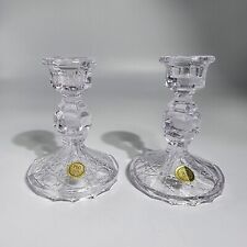 Crystal Pedestal Candlesticks Candleholders Pair PbO 24% Vintage Made in Taiwan picture
