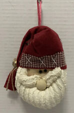 Santa Claus Plush Head Christmas Tree Ornament Country 6”L picture