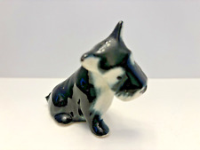 Scottish Terrier Dog Ceramic Figurine Scotty Black White Sitting Scottie Vtg picture