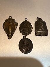 ANTIQUE BLESSED VIRGIN BRONZE RELIGIOUS MEDAL PENDANT CHARM - DATED 1830 + More picture