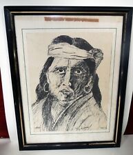 Antique GERONIMO APACHE INDIAN DOCUMENT Engraving - SIGNED On 1800s LAID PAPER picture