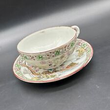 Antique Teacup and Saucer Nippon Japan Porcelain Moriage Geisha Ware Hand Paint picture