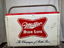 Stylish Miller High Life Beer Metal Beach Cooler Cream/Red Vintage - 1950’s Era picture