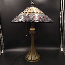Vintage Quoizel Jewel Mosaic Stained Leaded Glass Tiffany Style Table Lamp picture