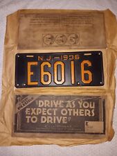 1936 New Jersey License Plate Antique  Collectable Original Packaging Rare Tag picture