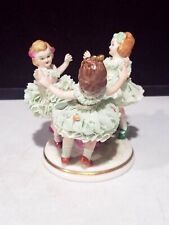 MZ Irish DRESDEN Ring a Ring Rosie 3 Girls Porcelain Lace Figurine MINT picture