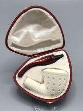 Lattice Design Rhodesian Pipe Block Meerschaum-NEW Handmade W Pocket CASE#1727 picture