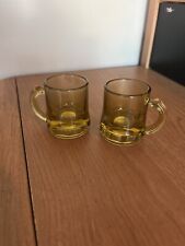Set of 2 Vintage Federal Glass Mini Beer Mug Shot Glasses 2 Inch 1 oz picture