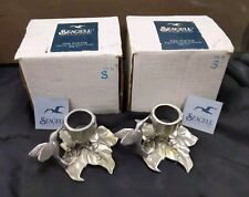 Vtg 1990 Seagull Pewter Hummingbird Taper Candle Holders Canada Set Of 2 picture