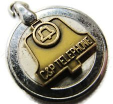 RARE Vtg C & P Telephone Co. Sterling 925 & 10K Gold Pendant / Charm picture