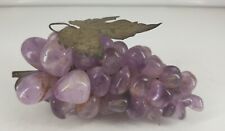 Purple MCM Polished Amethyst Grapes Cluster Leaf Vine Art Glass Vintage 5