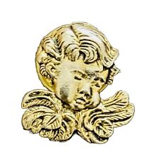 Vintage ROMAN 90 Baby Angel Cherub Face Lapel Pin Brooch Gold Tone Child Angel picture