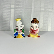 Vintage Ugly Face Mr & Mrs Funny  Man & Woman Salt pepper Shaker Ceramic Japan picture