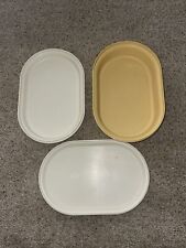 Vintage Tupperware 3 pc Oval Server Harvest Gold Almond 1327-5 1328-7 1326-8 picture