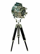 Hollywood nautical antique searchlight floor lamp spotlight on wooden tripod picture