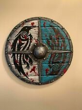 Viking Shield Wooden Medieval Raven Battle Warrior Knight Shield Armor Role Play picture