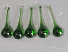 Set Of 5 Green 3'' Teardrop Glass Prisms picture