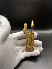 Rare Dunhill Rollagas Lighter Gold Plated With Hand Carved Artwork picture