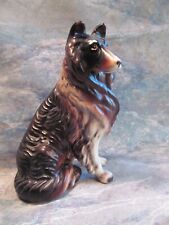 DARK BROWN & WHITE COLLIE DOG EXC CONDITION MADE IN JAPAN CERAMIC PORCELAIN picture
