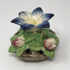 Vintage Maruhon Ware Japan Flower Frog Blue picture