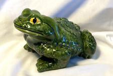 Rare Large Ceramic Frog Toad Vintage Garden Figurine Glazed Yellow Eyes picture