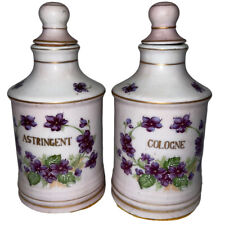 Apothecary Dresser Vanity Bottles Vintage Porcelain Bisque Rose Lefton picture