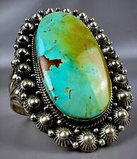 HUGE Navajo Sterling Silver ROYSTON Turquoise Cuff Bracelet LEROY JAMES picture