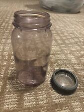 Antique Light Purple Glass Ball Mason Jar w/Lid Bubbles in glass Very Old picture