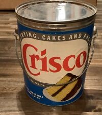 Vintage Crisco Tin Can Finest Vegetable Shortening Tin Can With Lid. 8” tall. picture