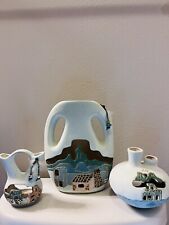 Aljesa Ceramic Mexican Pottery blue White Set Of 3 picture