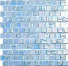 Modern 1X1 Squares FUSION LT BL T  Staggered Aqua Light Blue Glossy Glass - Mosa picture