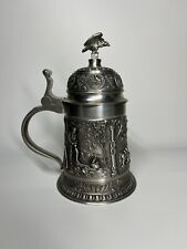 VINTAGE SKS ZINN 95% PEWTER BEER STEIN WITH PEWTER LID BEAUTIFUL DESIGN. picture