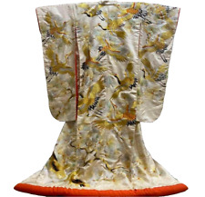 Japanese Kimono Uchikake Vintage Gorgeous wedding Gold Silver Crane (u51) picture