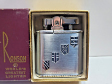 VINTAGE WORKING RONSON WHIRLWIND SILVER Tone LIGHTER, Original Box 6753/26 Unlit picture