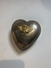 Vintage Silver Heart Shaped Cupid Trinket Dish picture