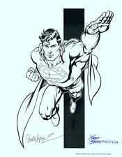 Jose Luis Garcia Lopez & Brett Breeding SIGNED DC Comics Superman B&W Art Print picture