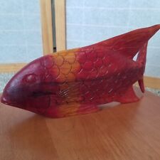 Handcrafted Red Fish Wood Signed and Dated 12