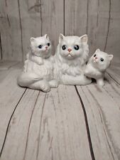 Vintage Homco White Persian Cat With Kittens Figurine picture