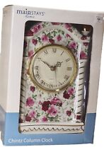 VTG MAINSTAYS Home - Chintz Column Clock - Porcelain/ Gold Accents NEW w TAG picture