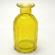 Thick Heavy Yellow European Style Ribbed Glass Round Vase / Bottle H = 6 in picture