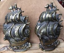 Vtg.  Cast Iron Ship Bookends.  Made In England picture