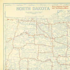 Vintage NORTH DAKOTA Auto Trails Map Highway Original Antique Bismarck Road picture
