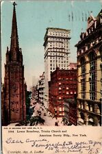 Postcard Trinity Church, Lower Broadway New York, NY - Glitter POSTED 1905 picture